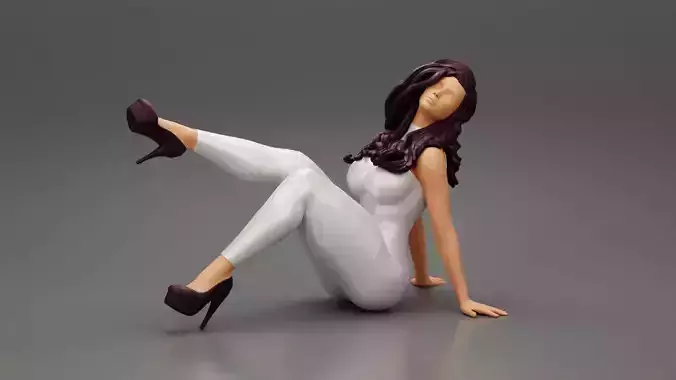 Beautiful Young Woman With long hair sitting Bodysuit