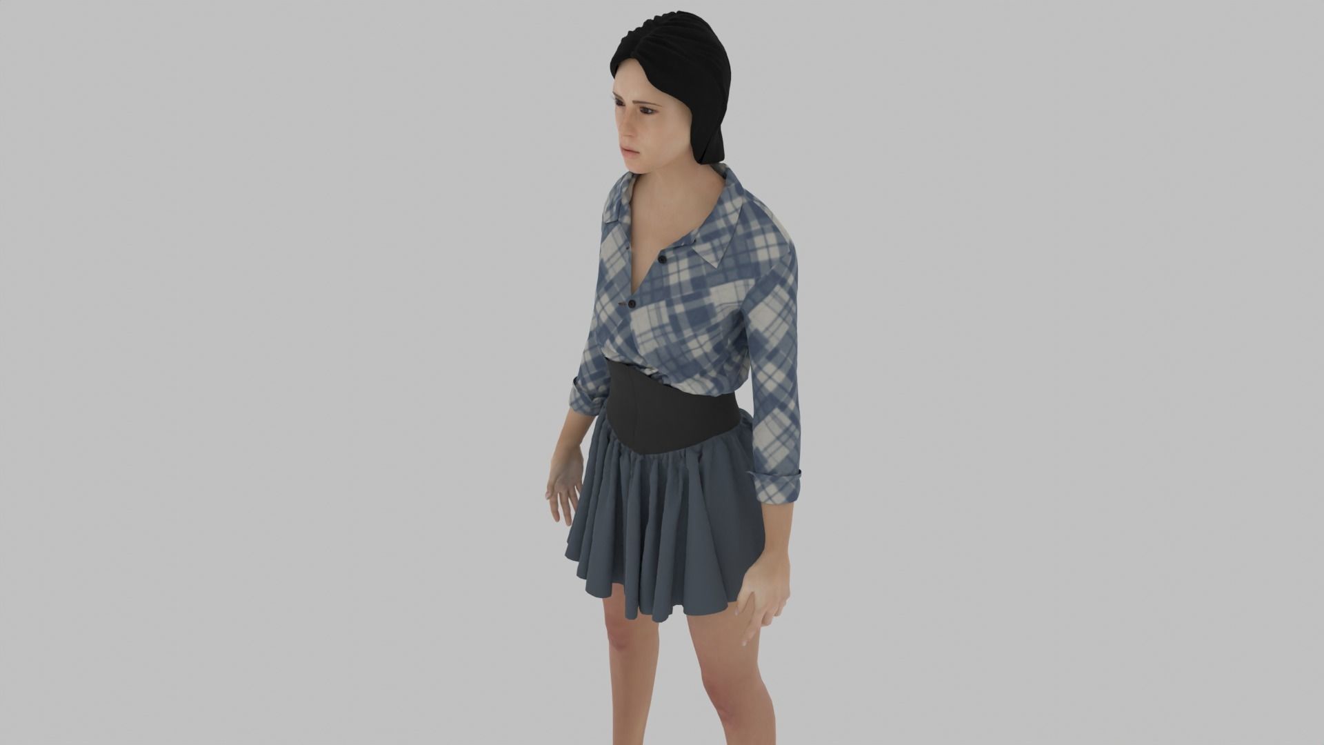 Woman - Female Character Low-poly 3D model_4
