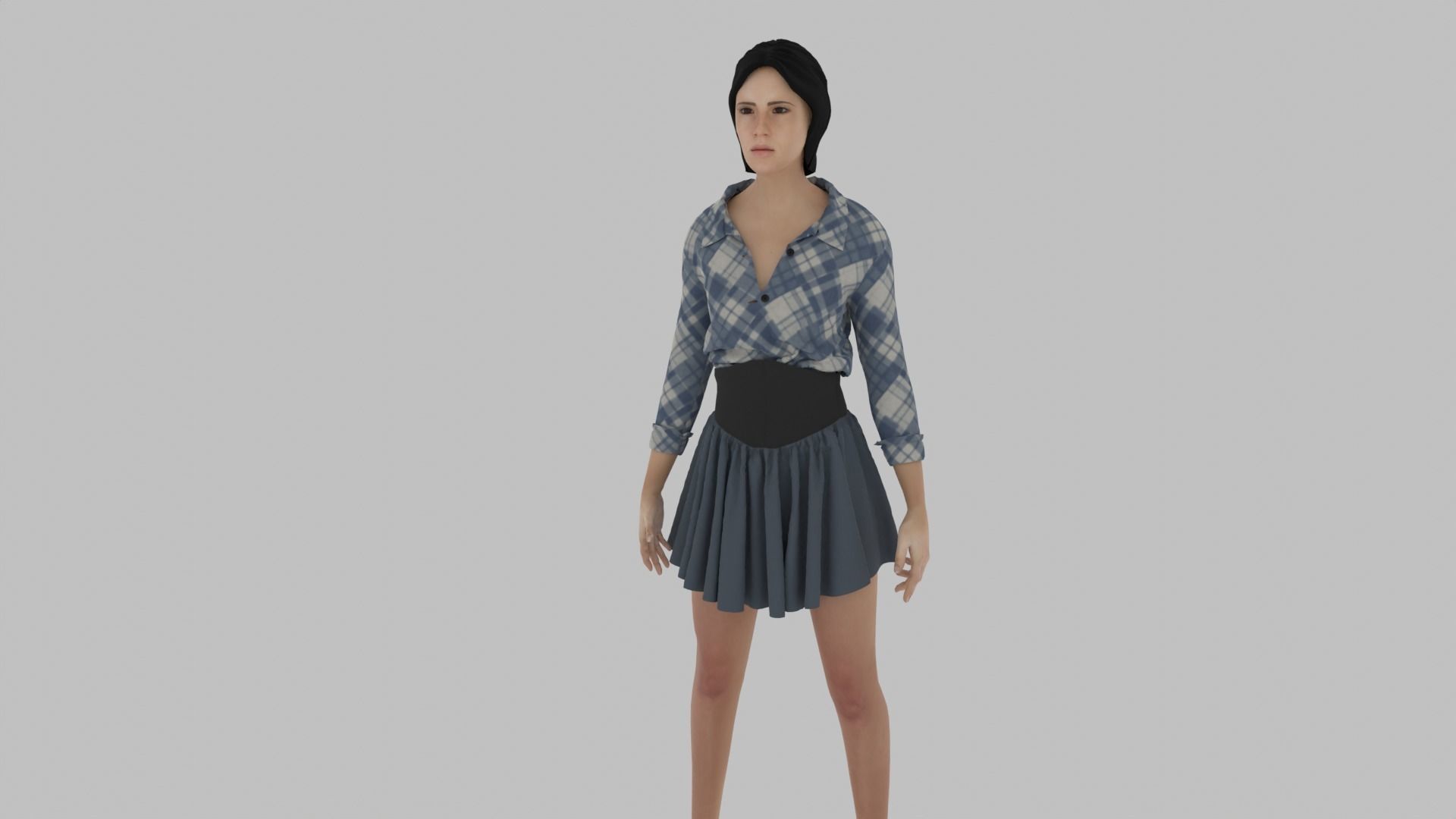 Woman - Female Character Low-poly 3D model_1