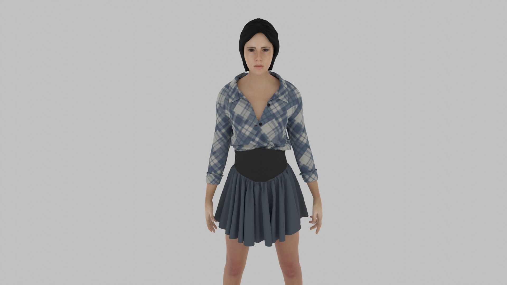Woman - Female Character Low-poly 3D model_6