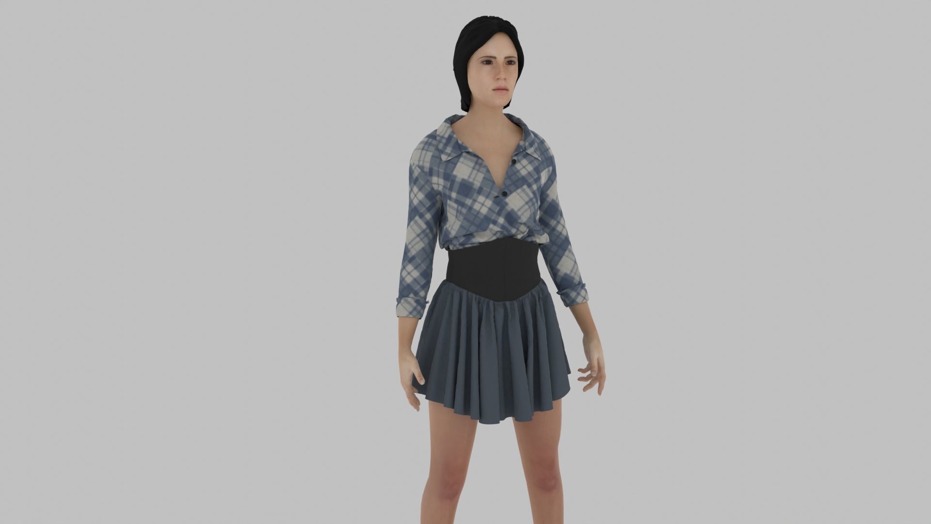 Woman - Female Character Low-poly 3D model_2