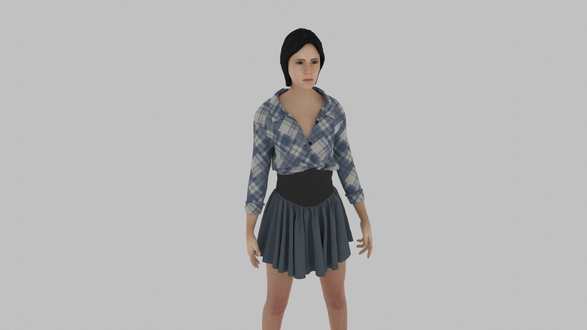 Woman - Female Character Low-poly 3D model_5