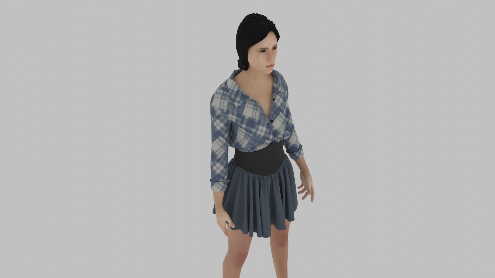 Woman - Female Character Low-poly 3D model_3