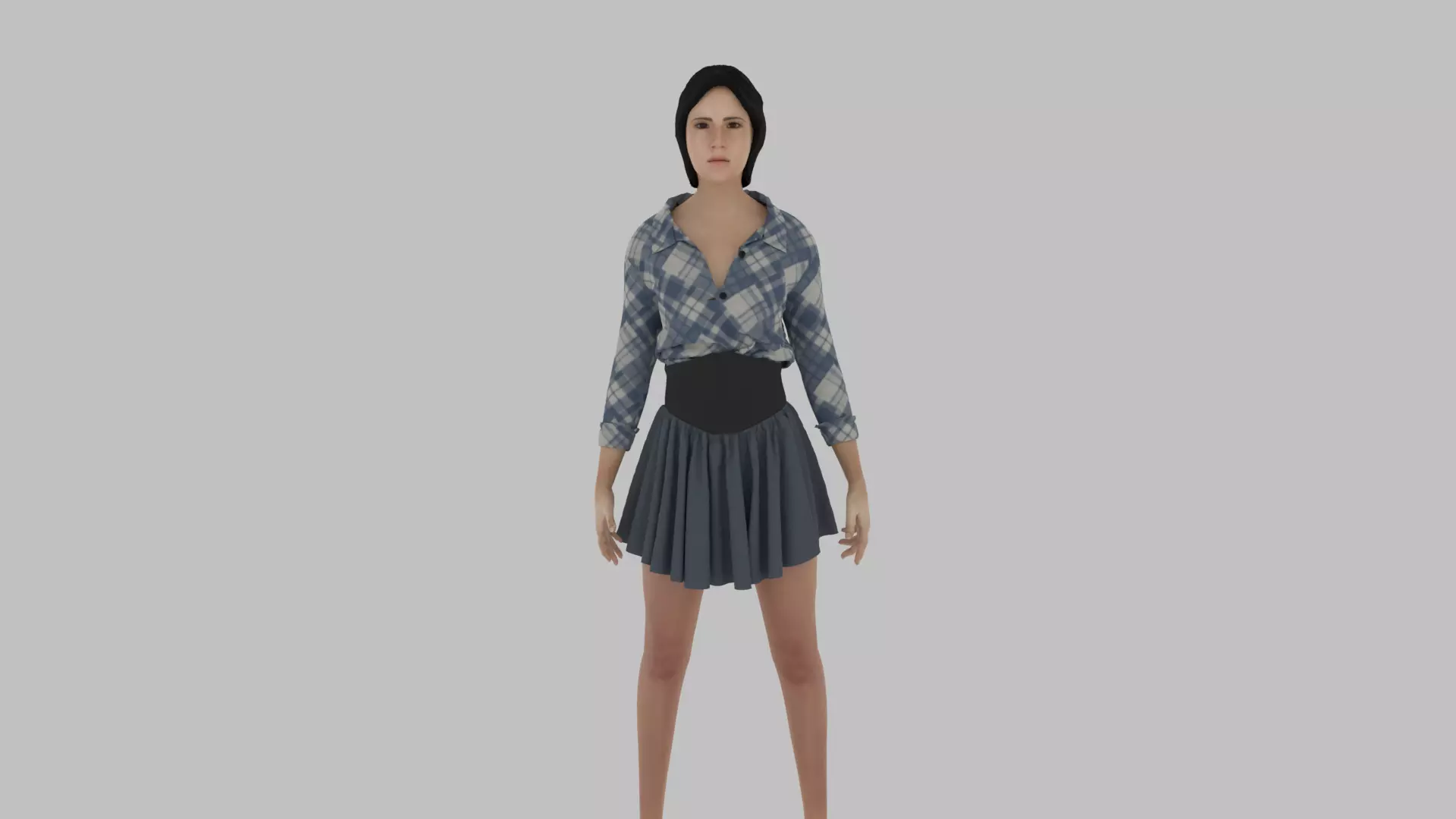 Woman - Female Character Low-poly 3D model_0