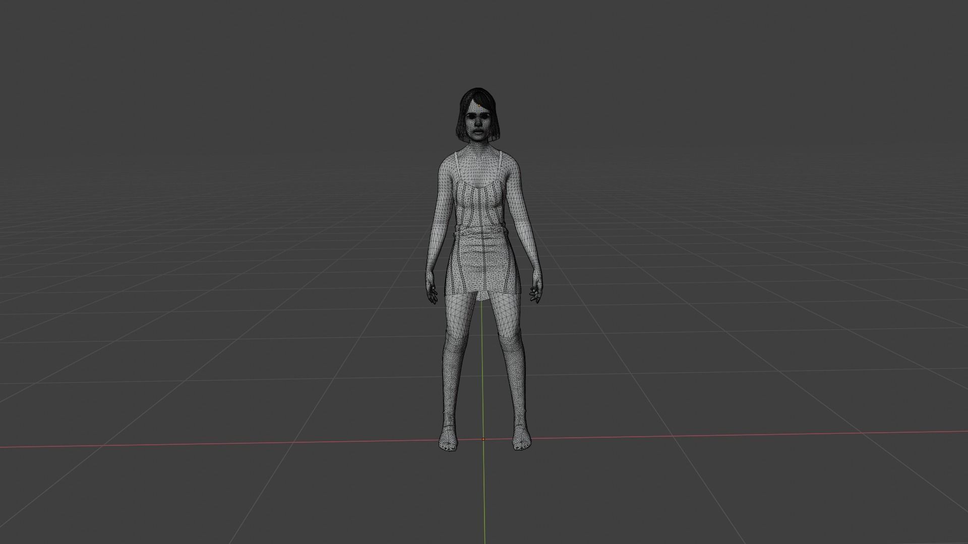Woman in dress Low-poly 3D model_8