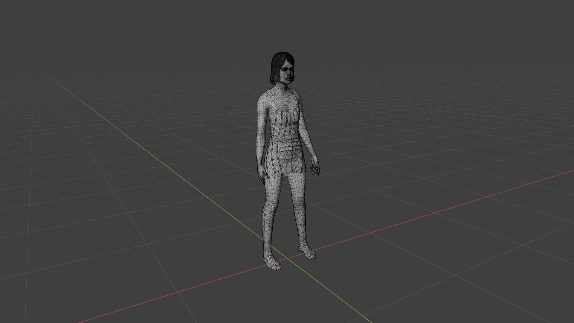 Woman in dress Low-poly 3D model_7