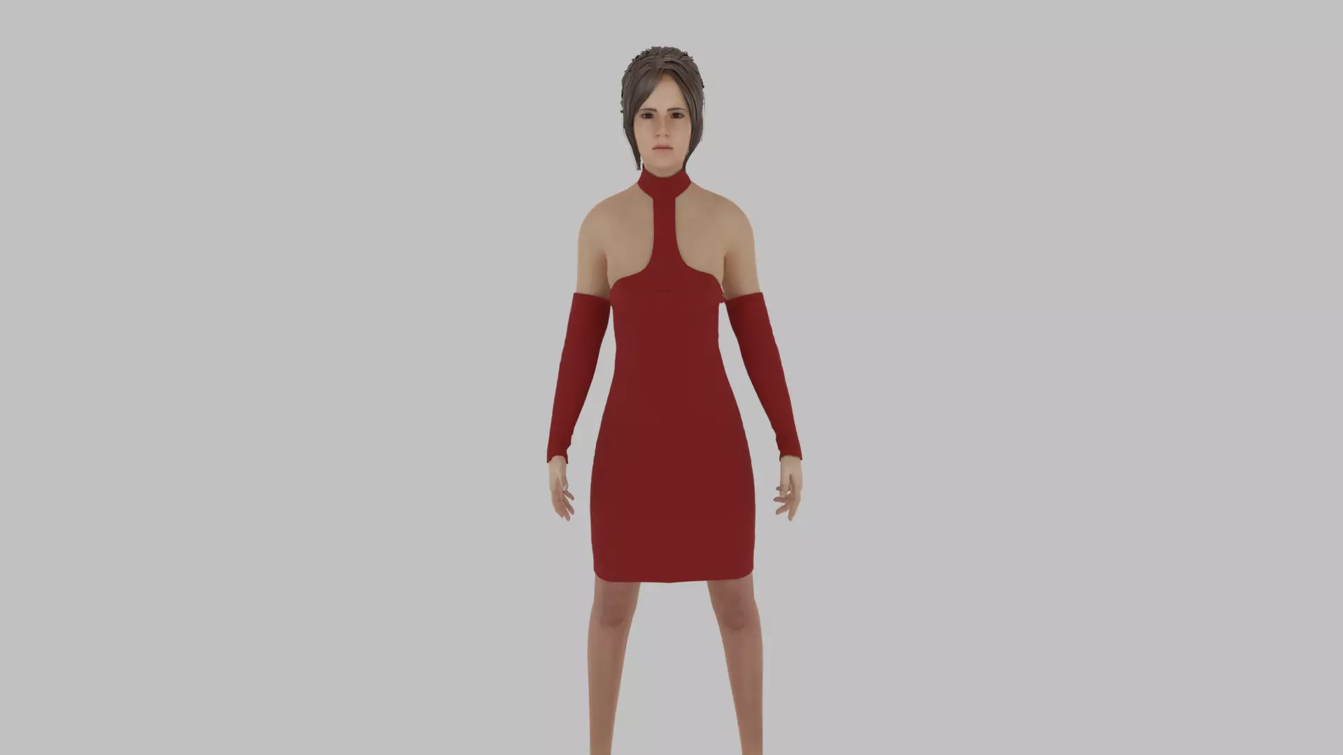 Woman in dress Low-poly 3D model