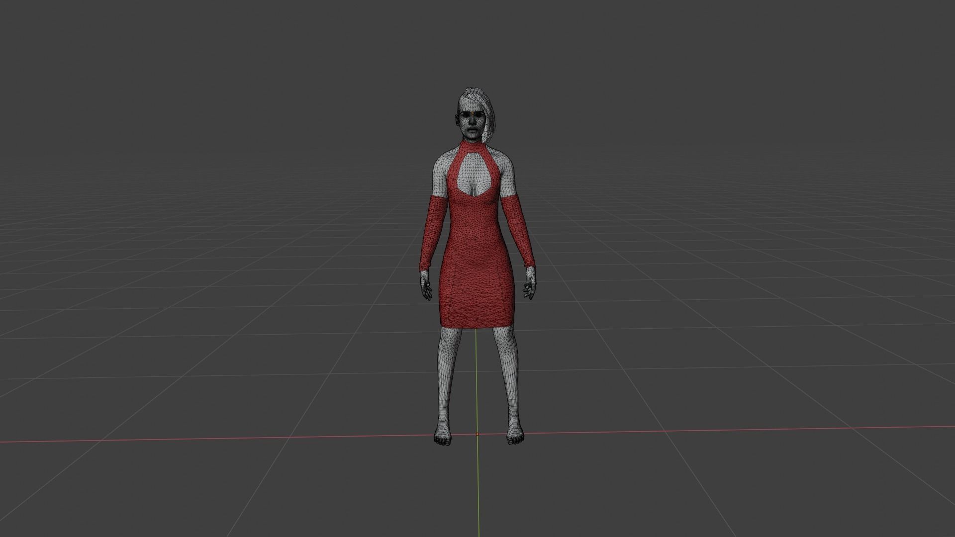 Woman in dress Low-poly 3D model_8