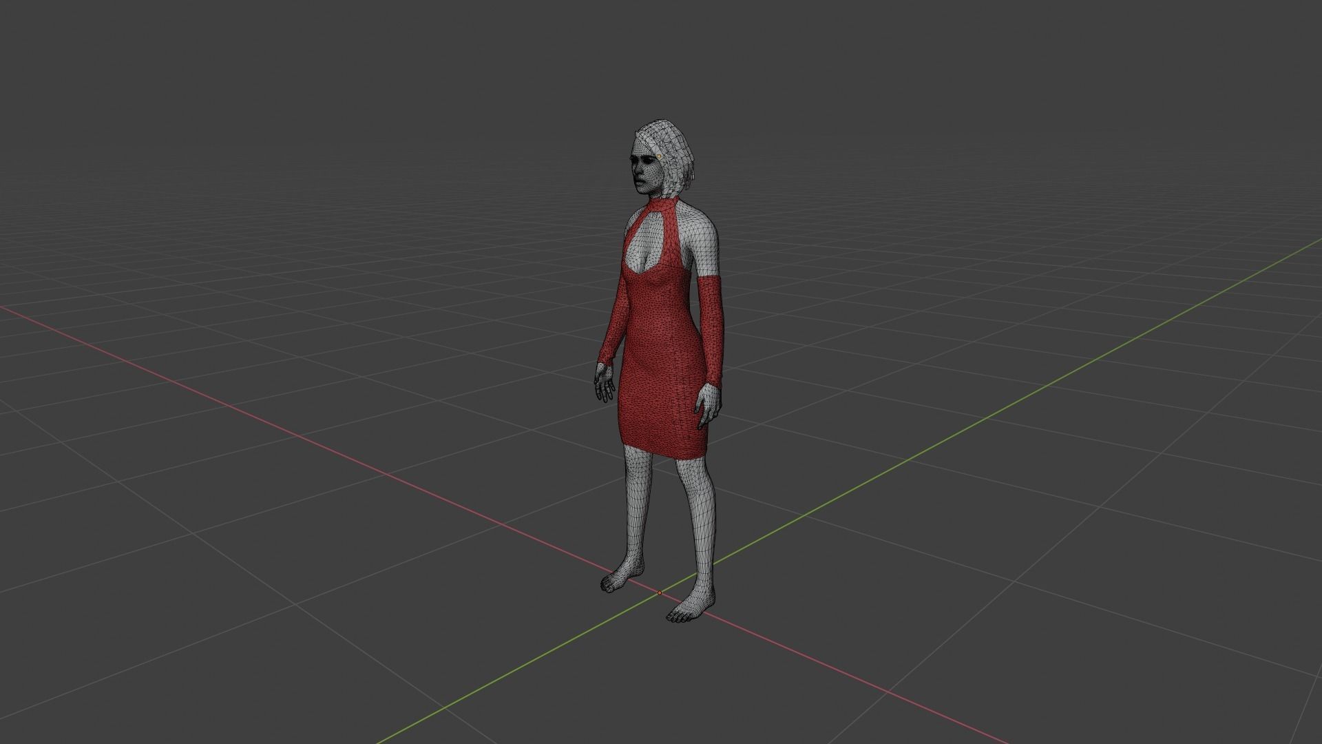 Woman in dress Low-poly 3D model_9