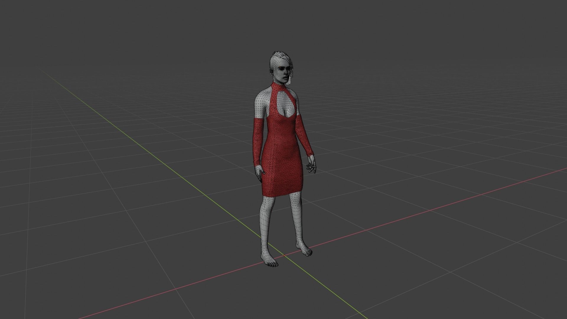 Woman in dress Low-poly 3D model_7