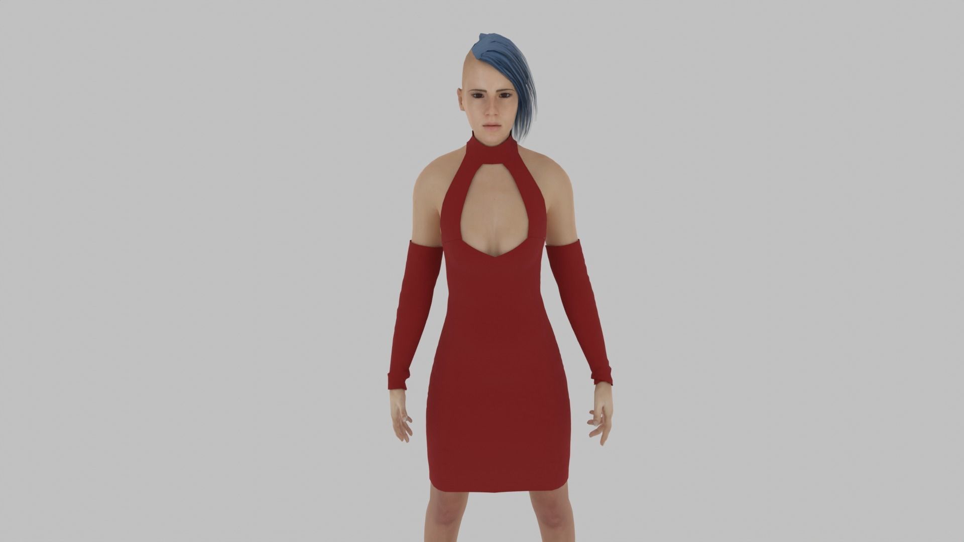 Woman in dress Low-poly 3D model_6