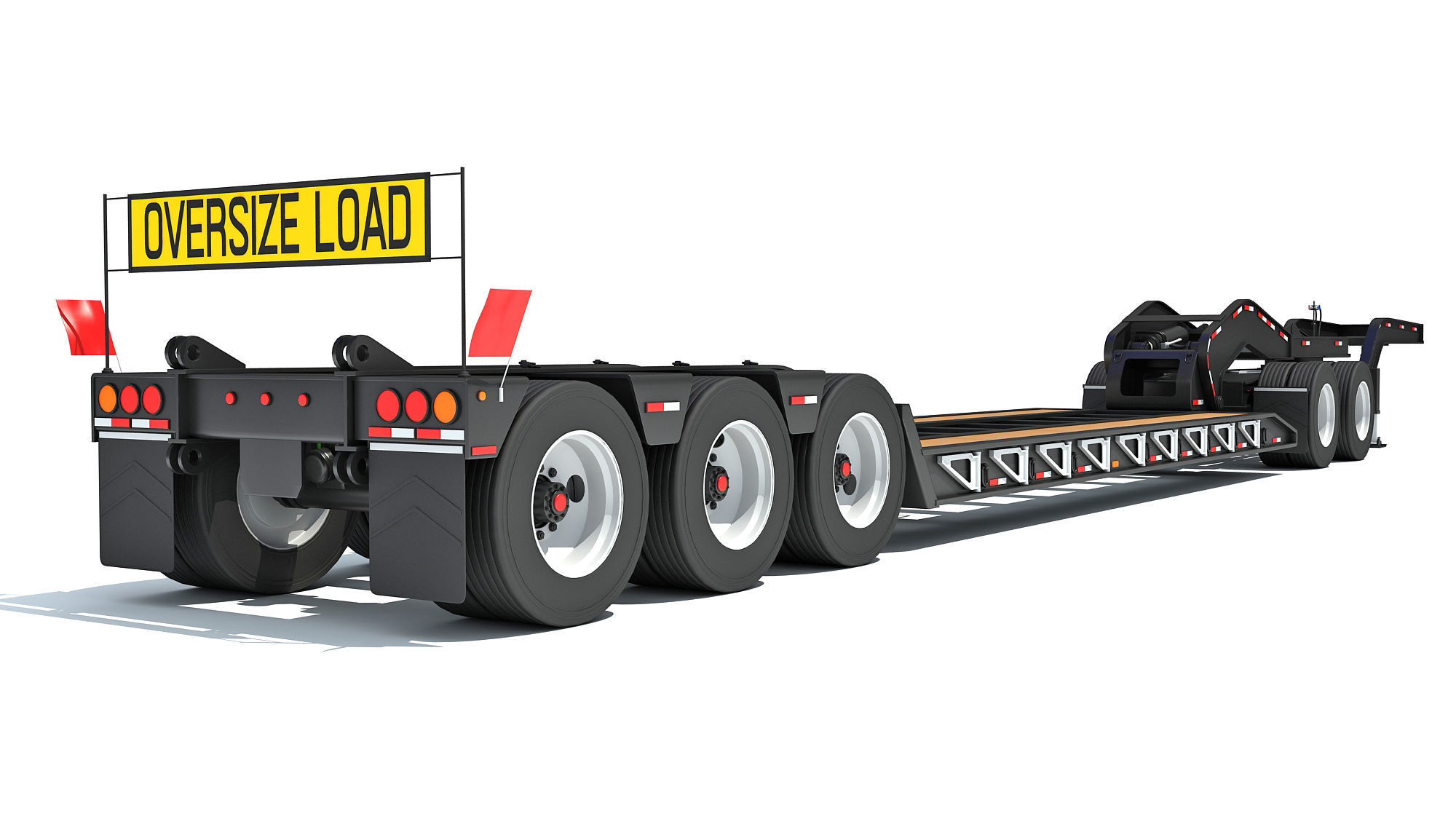 Low Loader Platform Trailer 3D model_3