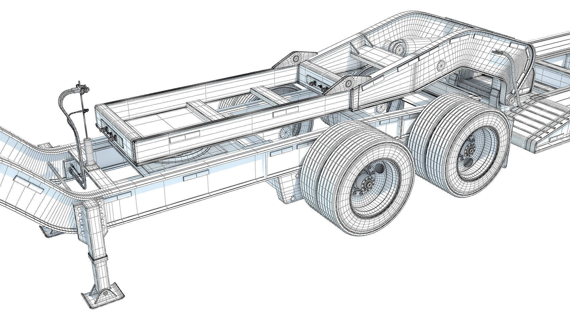 Low Loader Platform Trailer 3D model_17