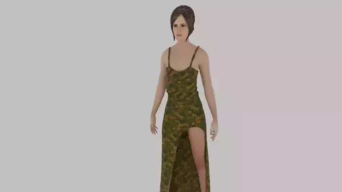 Woman in camouflage dress