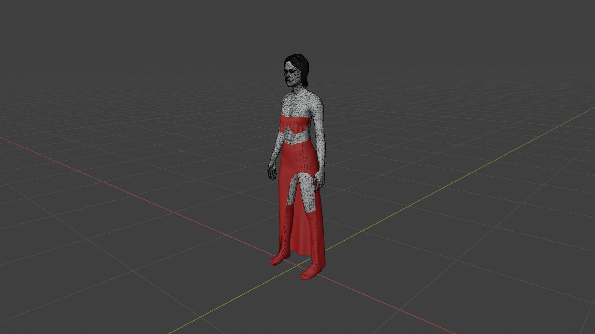 Woman in dress Low-poly 3D model_9