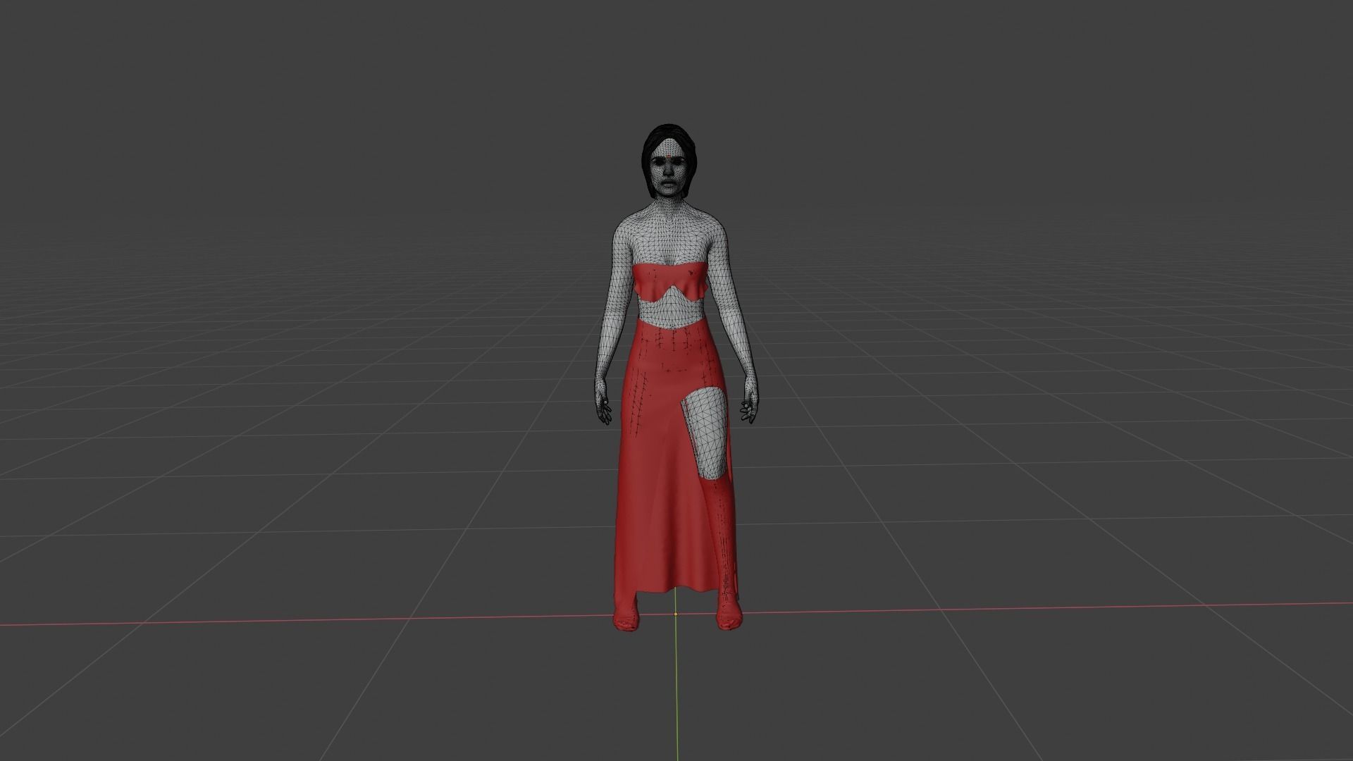 Woman in dress Low-poly 3D model_8