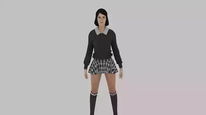 Woman girl in school uniform