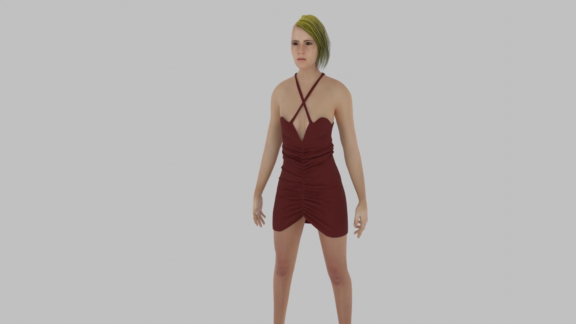 Woman Character Low-poly 3D model_1