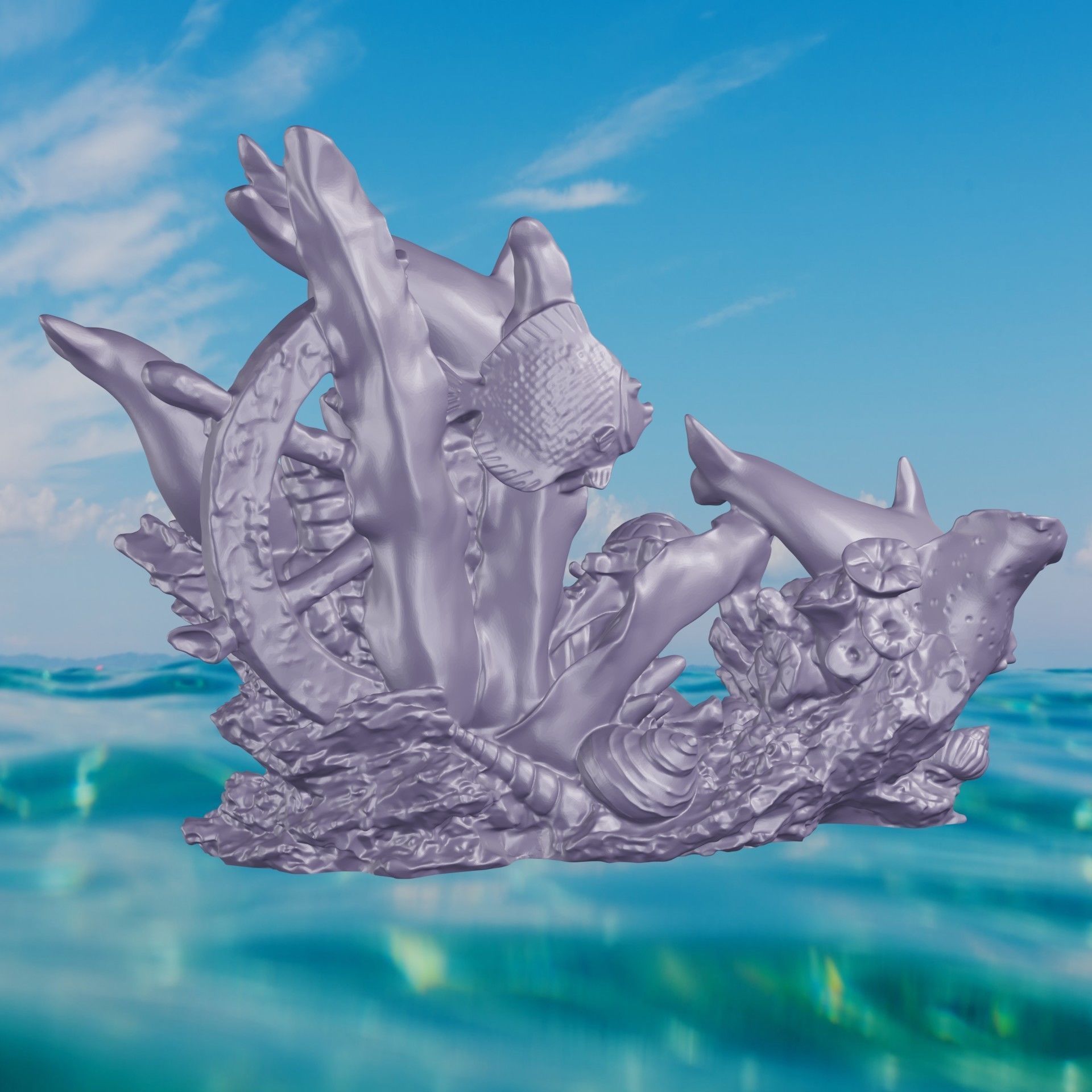 DAUPHINS TORTUE ET ROUE BATEAU MEGA 2 3D print model_1
