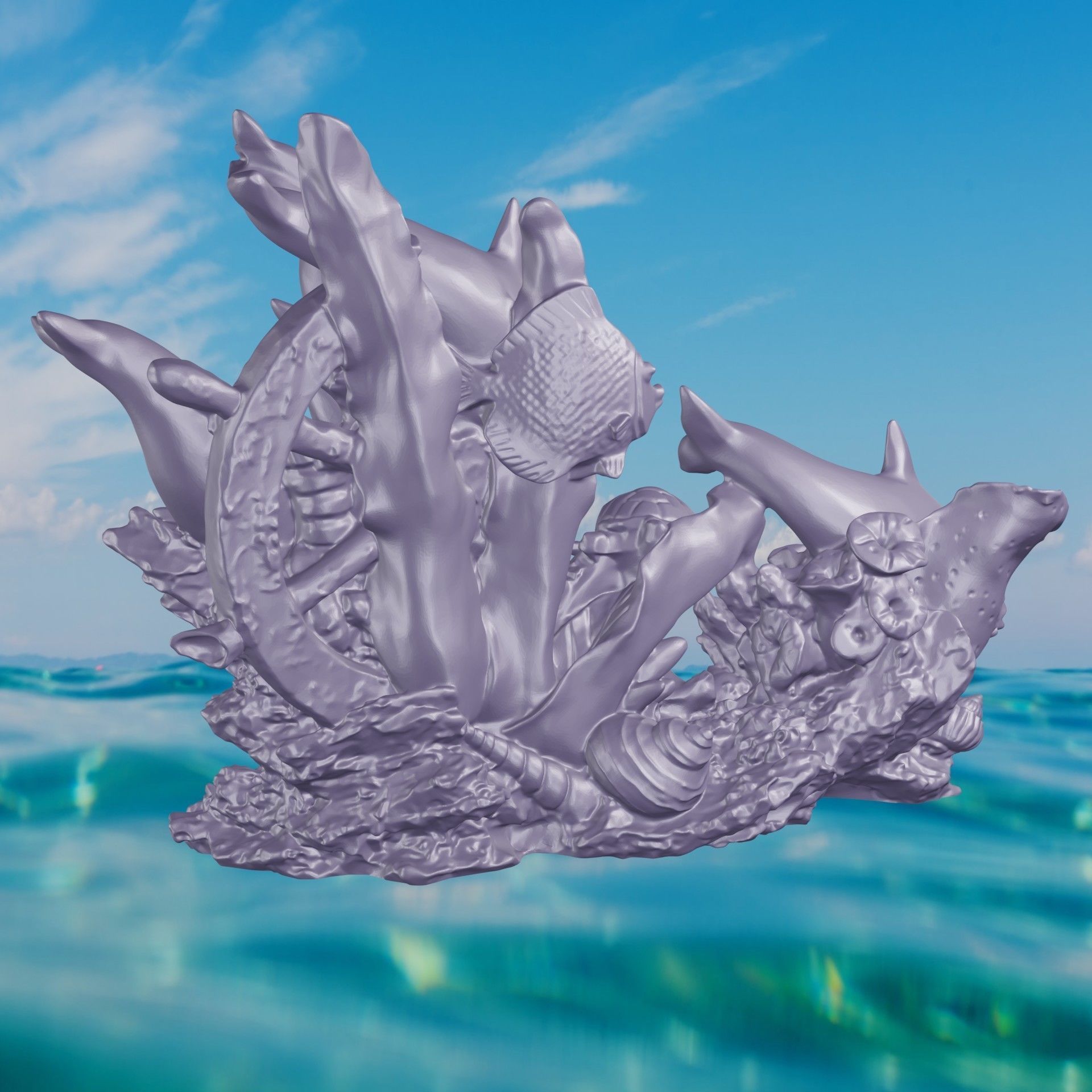 DAUPHINS TORTUE ET ROUE BATEAU MEGA 2 3D print model_5