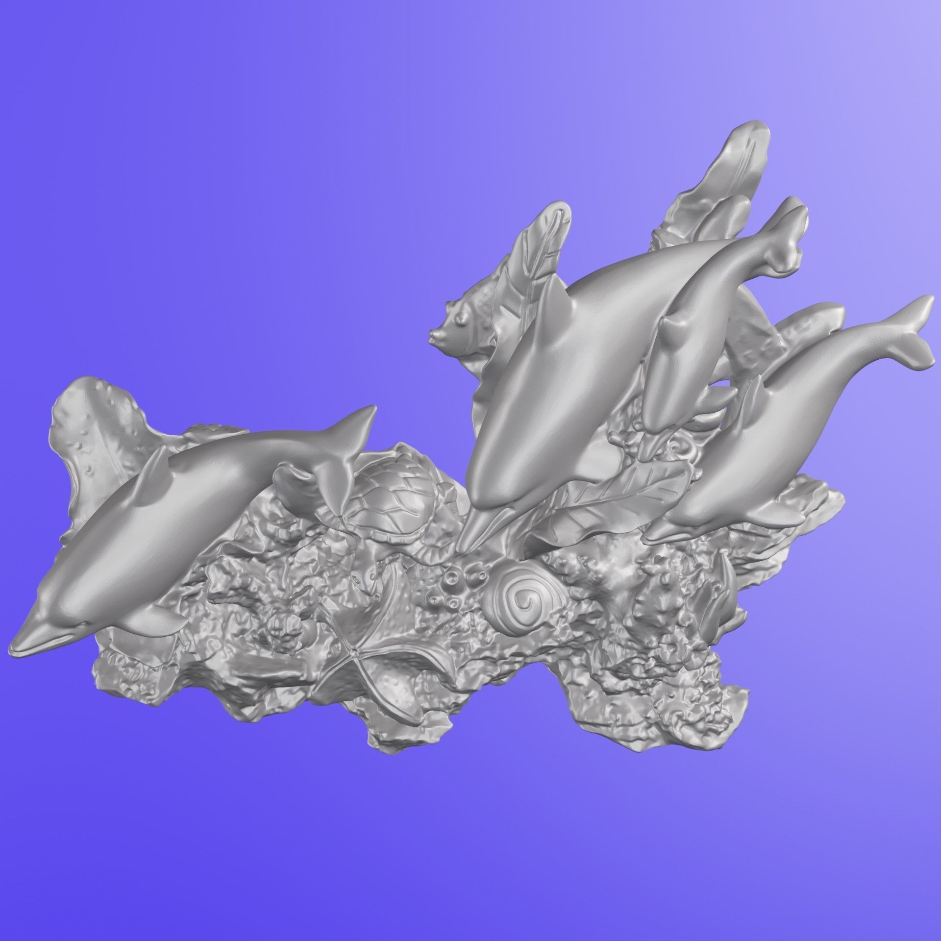 DAUPHINS TORTUE ET ROUE BATEAU MEGA 2 3D print model_6