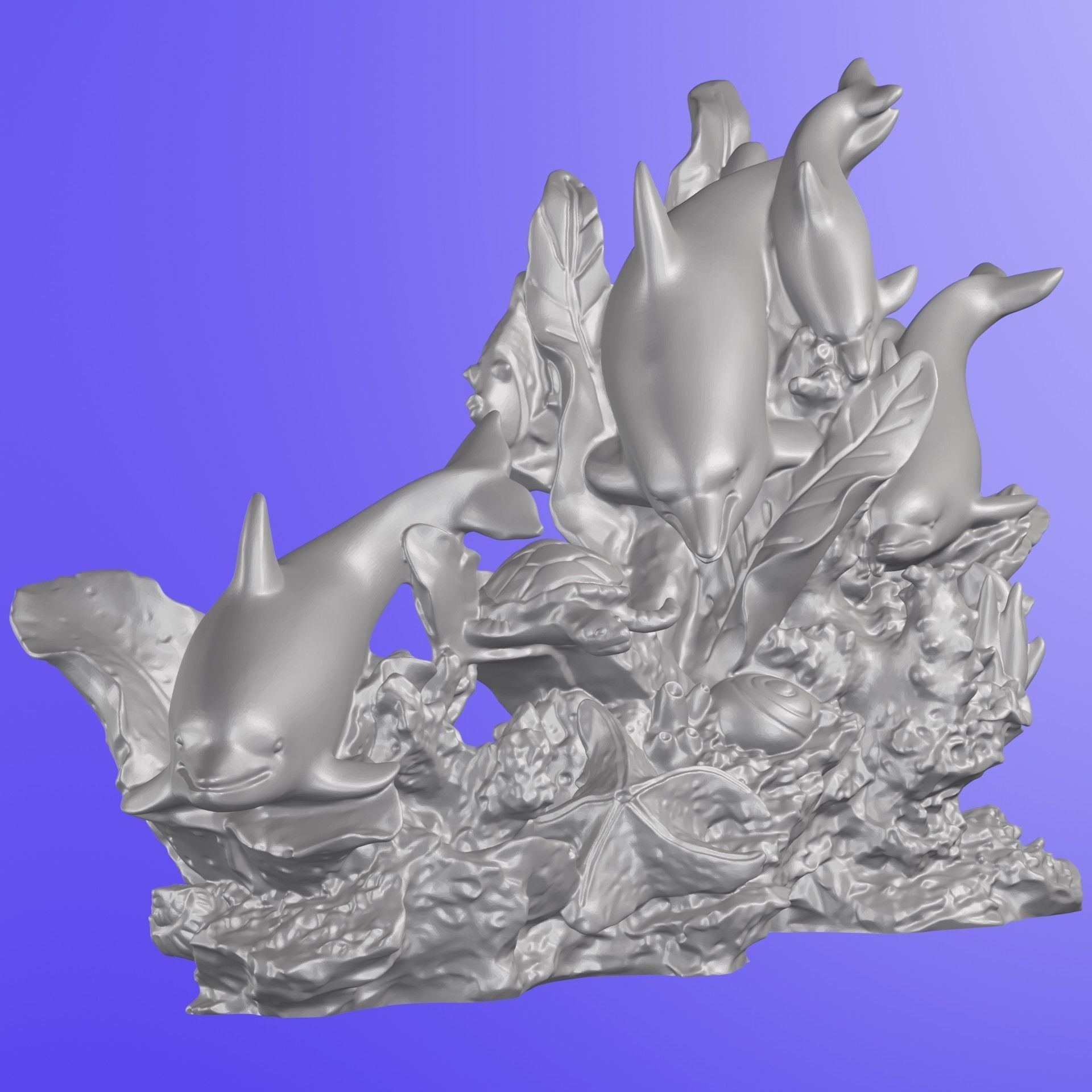 DAUPHINS TORTUE ET ROUE BATEAU MEGA 2 3D print model_8