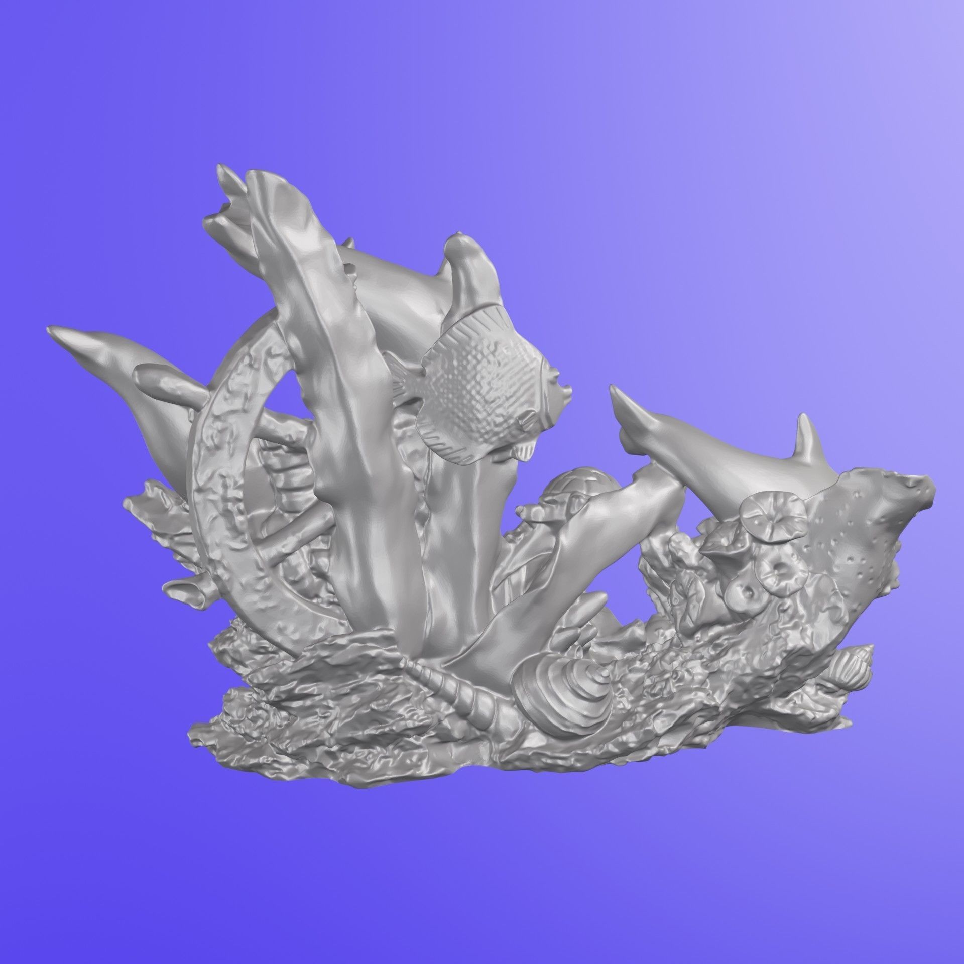 DAUPHINS TORTUE ET ROUE BATEAU MEGA 2 3D print model_9