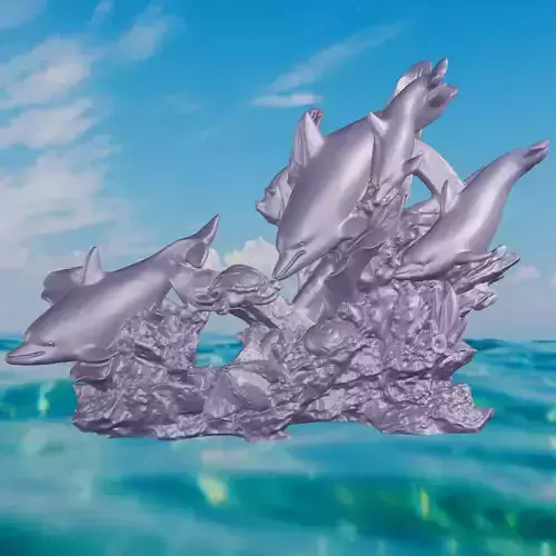 DAUPHINS TORTUE ET ROUE BATEAU MEGA 2 3D print model