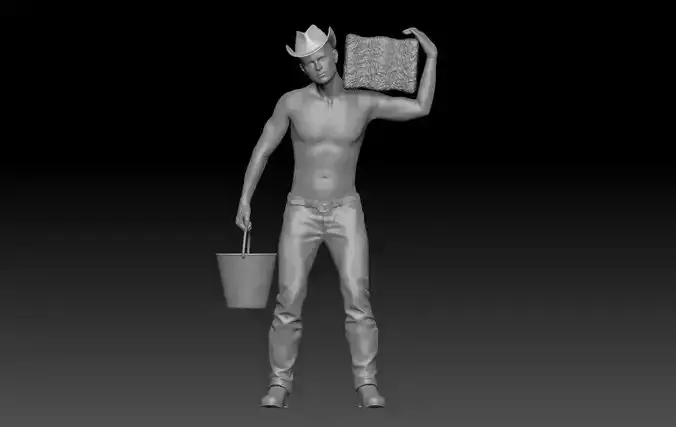 COWBOY 3 man holding bucket