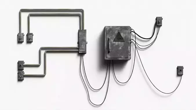 4K Electrical Panel on Wall with Transformer Cabinet 