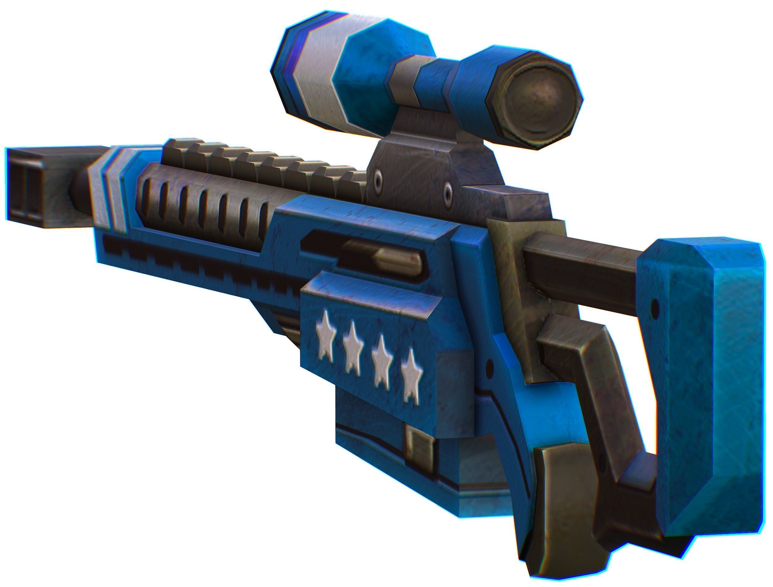 LowPoly Cartoon Sci-Fi Sniper Rifle Future Low-poly 3D model_7