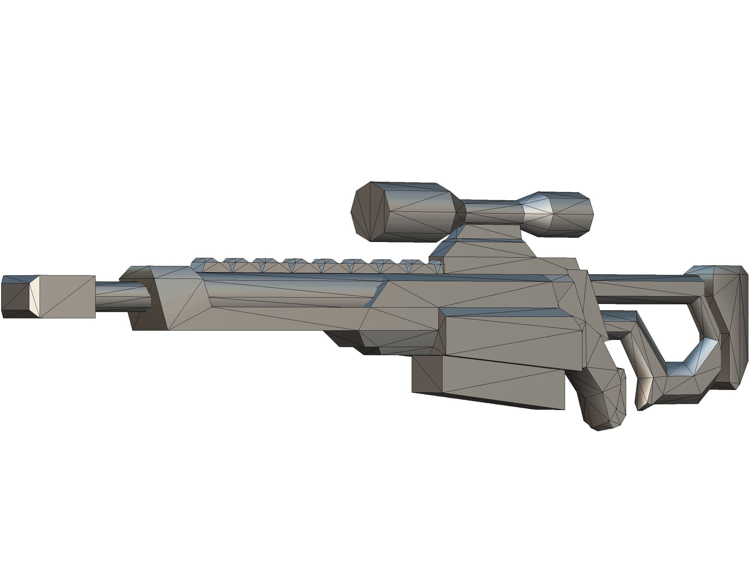 LowPoly Cartoon Sci-Fi Sniper Rifle Future Low-poly 3D model_13