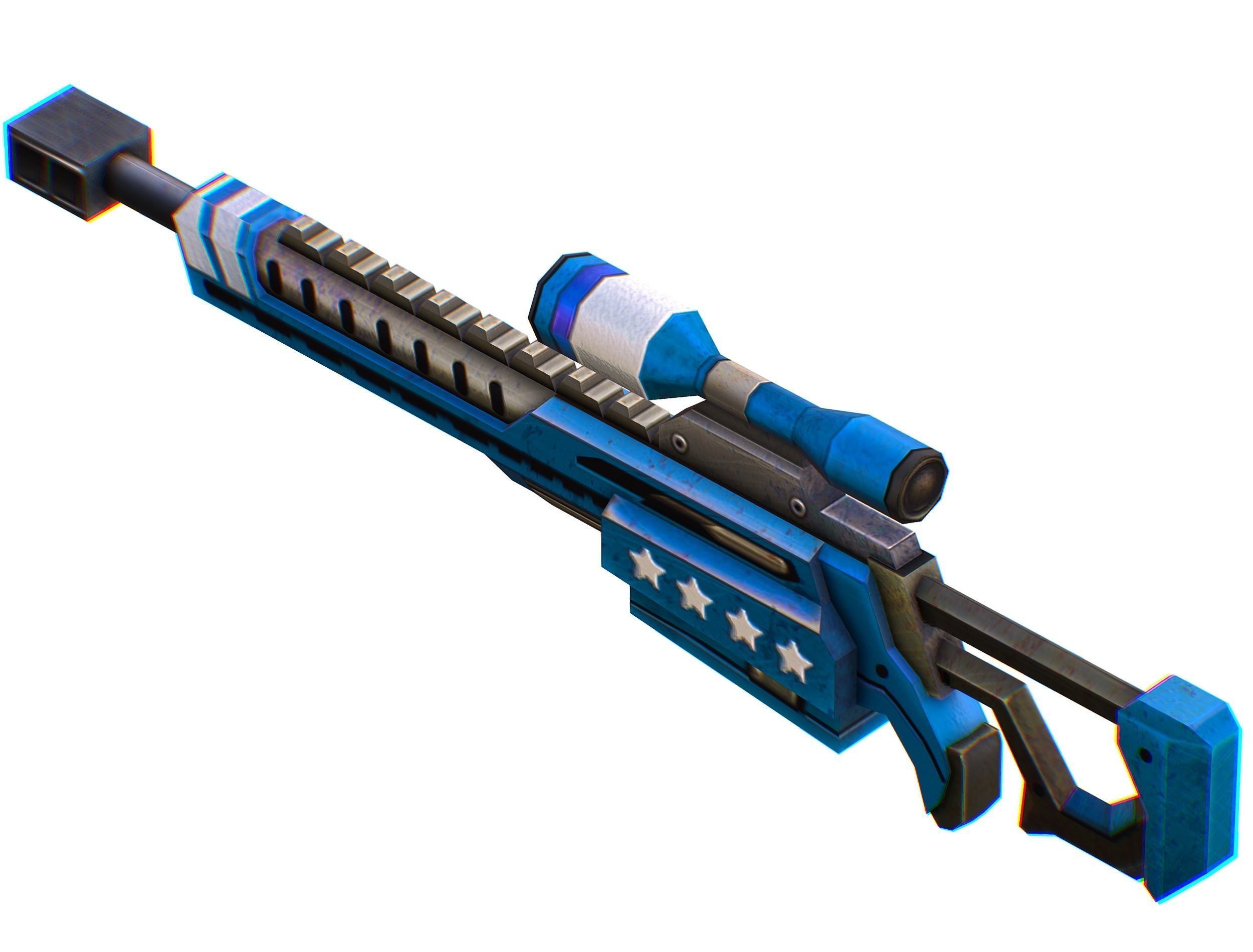 LowPoly Cartoon Sci-Fi Sniper Rifle Future Low-poly 3D model_3