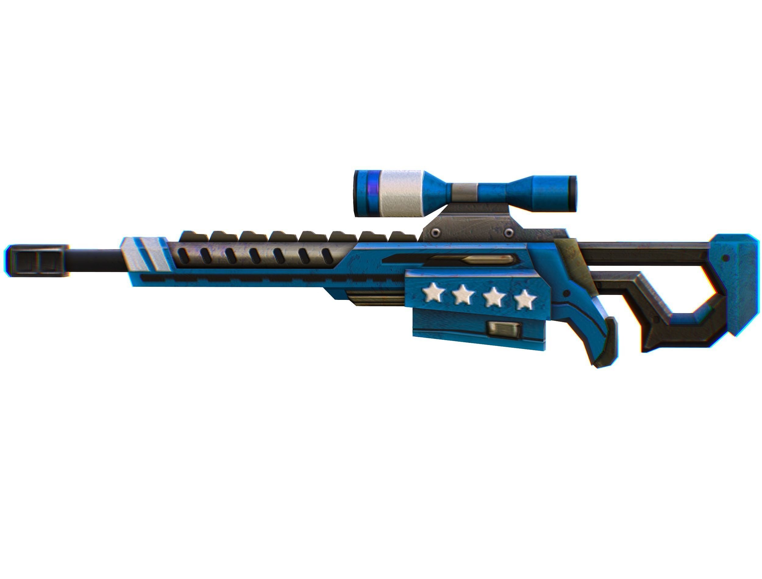 LowPoly Cartoon Sci-Fi Sniper Rifle Future Low-poly 3D model_1