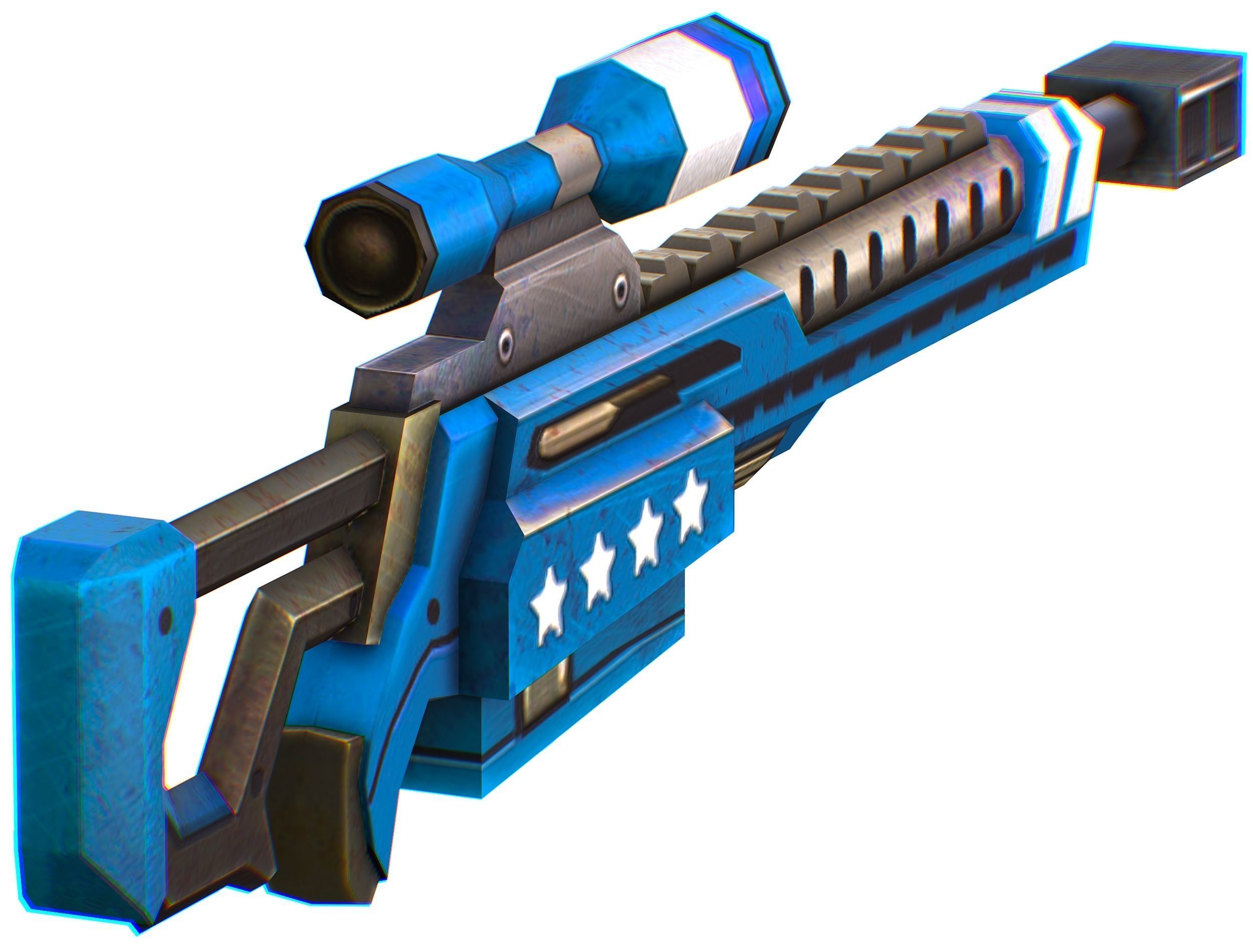 LowPoly Cartoon Sci-Fi Sniper Rifle Future Low-poly 3D model_10