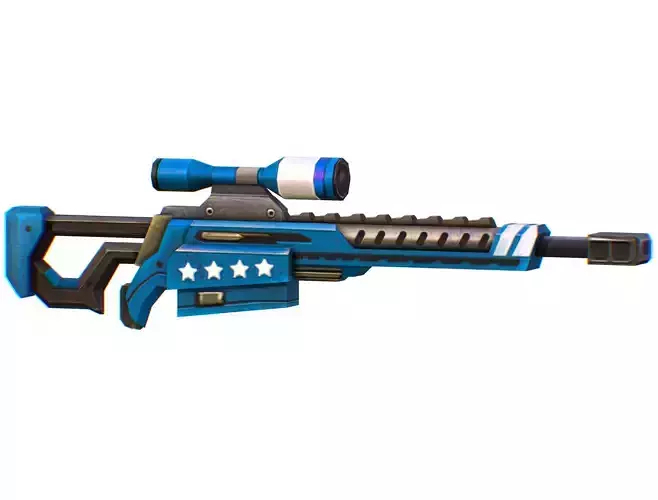 LowPoly Cartoon Sci-Fi Sniper Rifle Future Low-poly 3D model