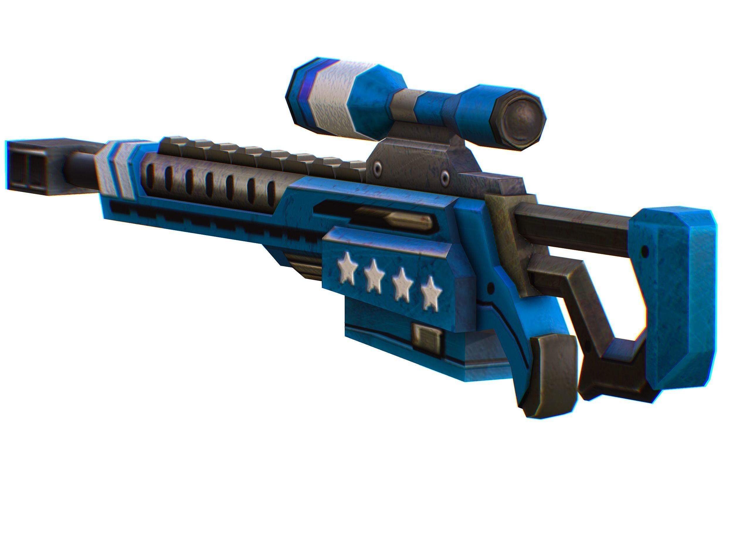 LowPoly Cartoon Sci-Fi Sniper Rifle Future Low-poly 3D model_2