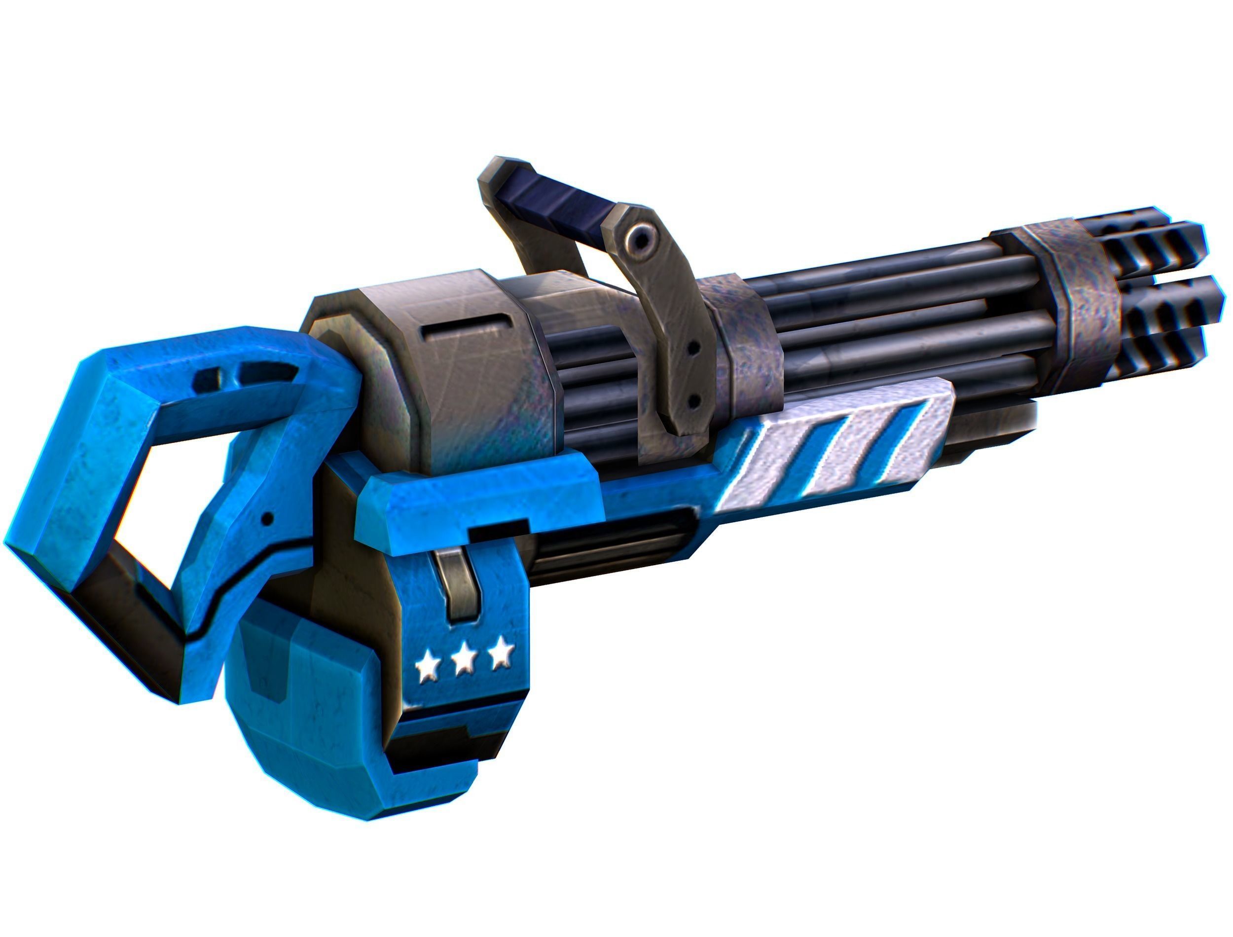 LowPoly Sci-Fi Cartoon Assalut Heavy Machine Gun Low-poly 3D model_2