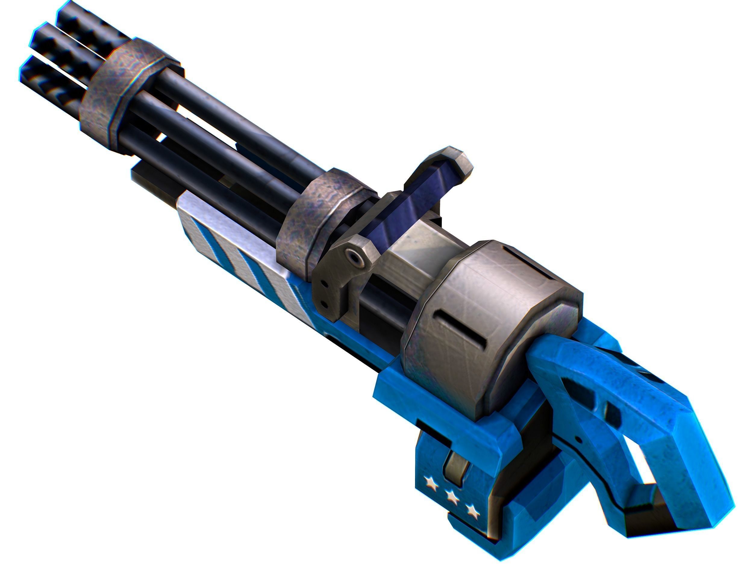 LowPoly Sci-Fi Cartoon Assalut Heavy Machine Gun Low-poly 3D model_5