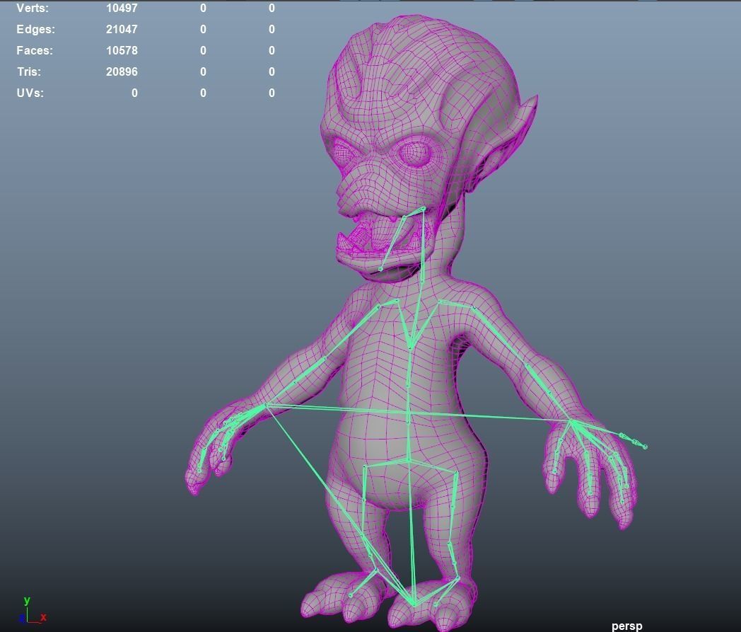 Scary alien Low-poly 3D model_28