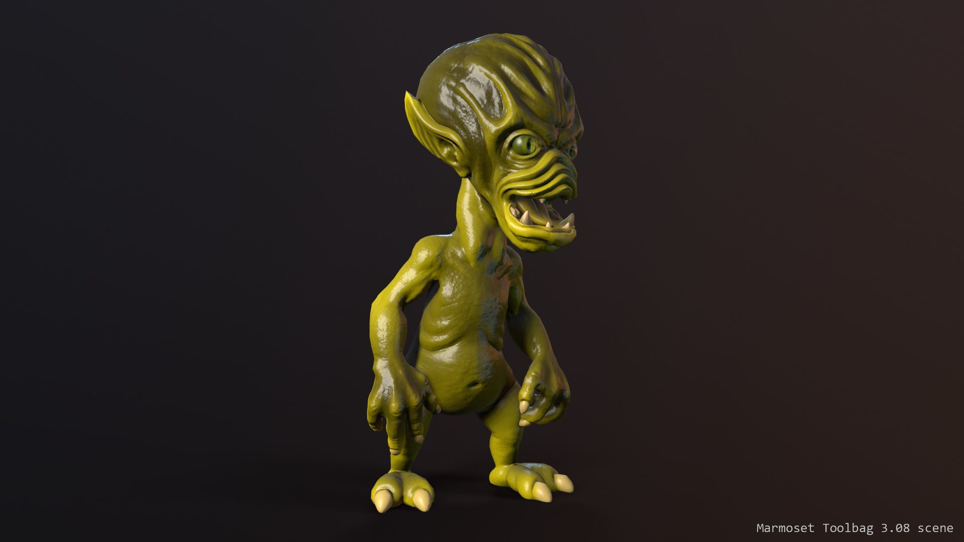 Scary alien Low-poly 3D model_3
