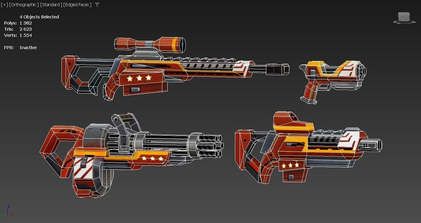 LowPoly Sci-FiCartoon Weapons Union Set Low-poly 3D model_3