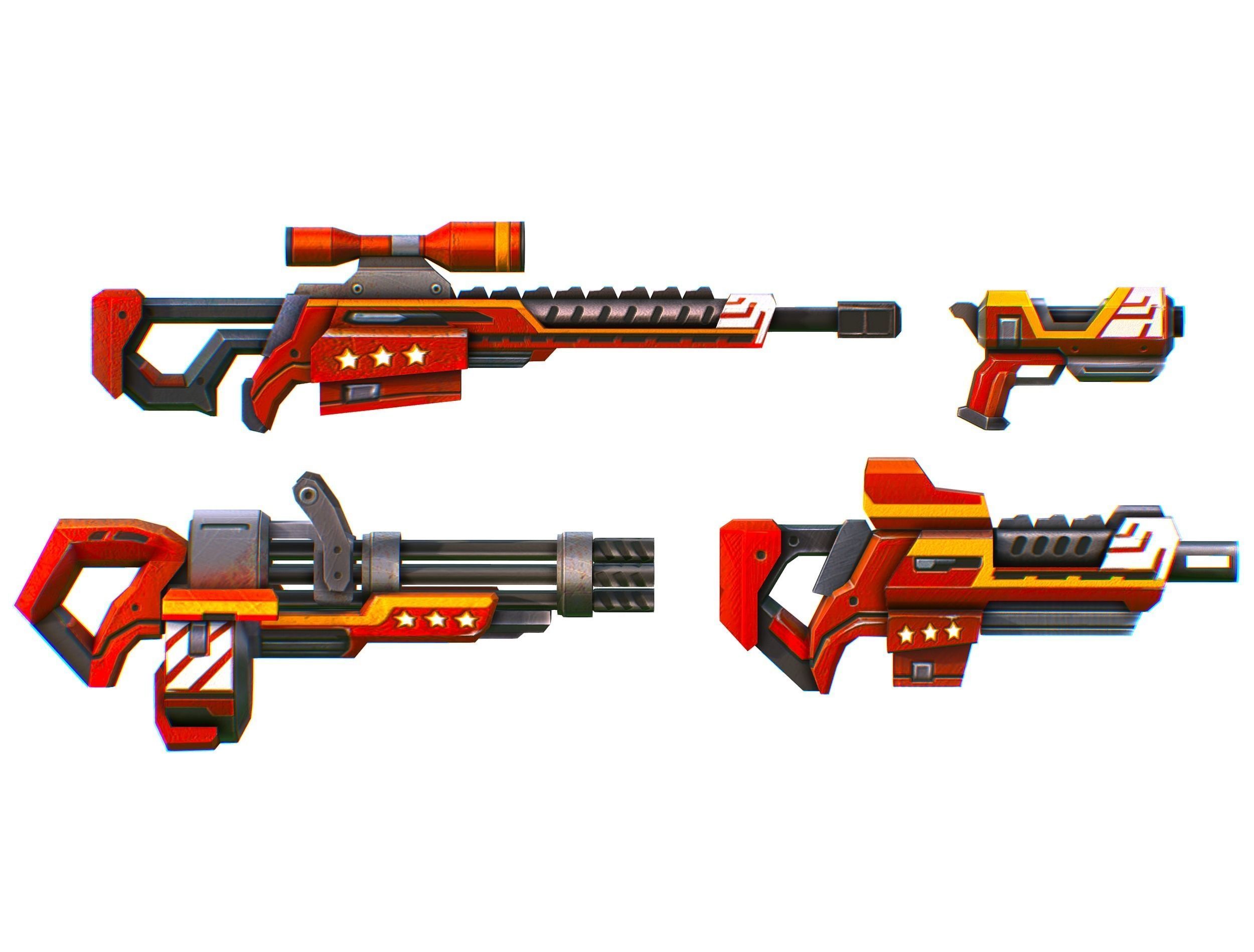 LowPoly Sci-FiCartoon Weapons Union Set Low-poly 3D model_1