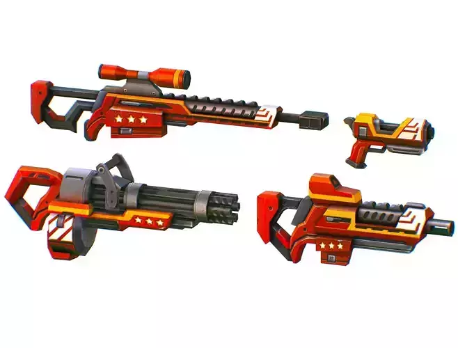 LowPoly Sci-FiCartoon Weapons Union Set