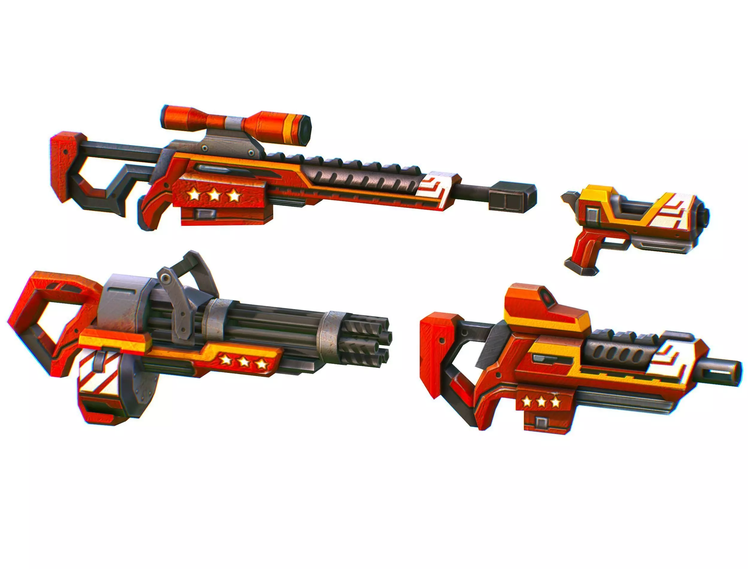 LowPoly Sci-FiCartoon Weapons Union Set Low-poly 3D model_0