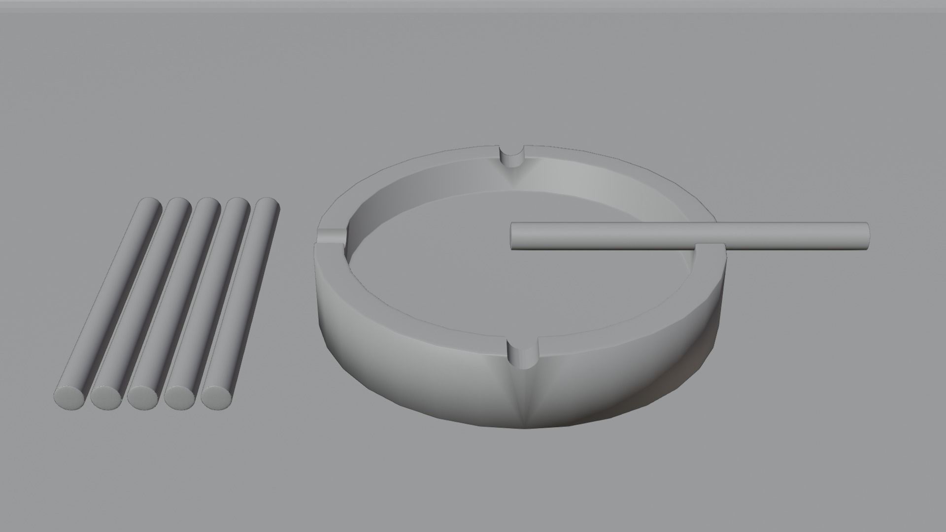 Cigarettes 3D model ashtray with two sticks in it Free 3D model_2