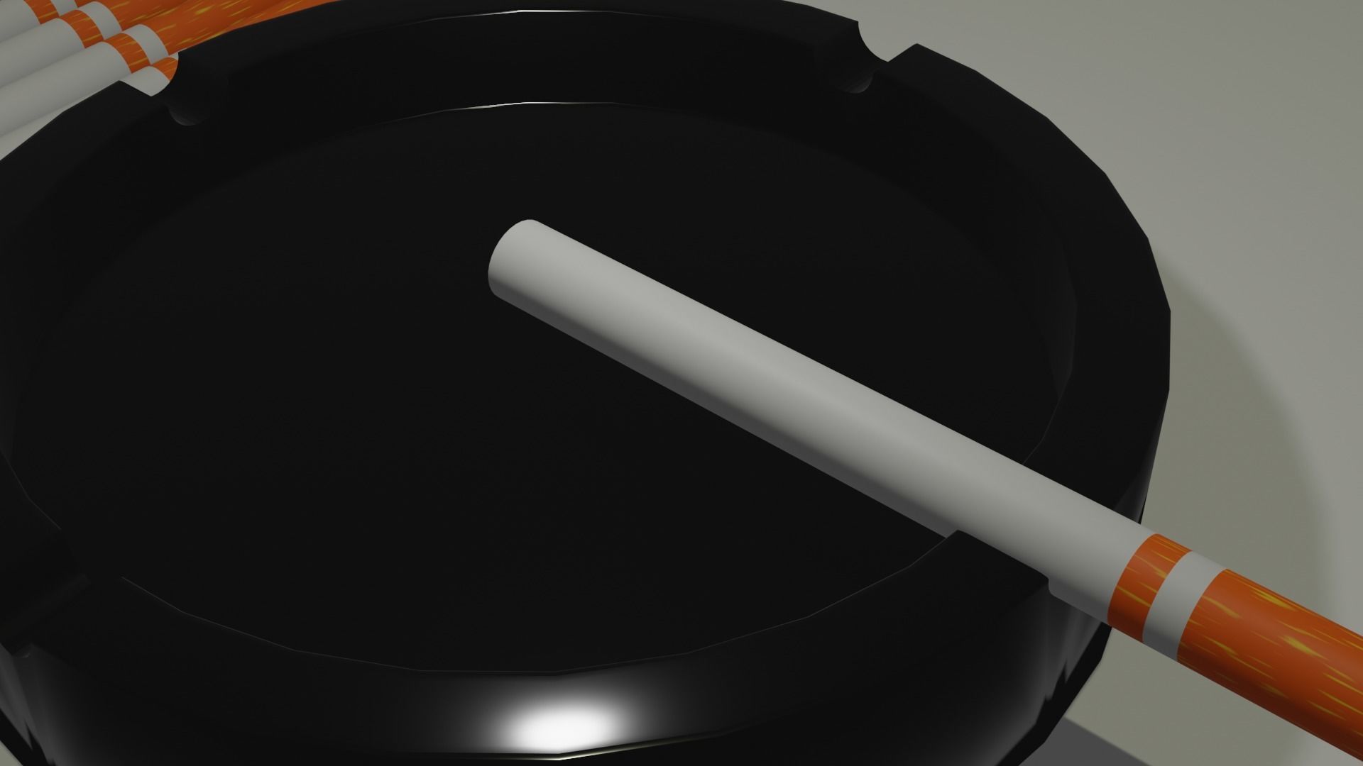 Cigarettes 3D model ashtray with two sticks in it Free 3D model_1