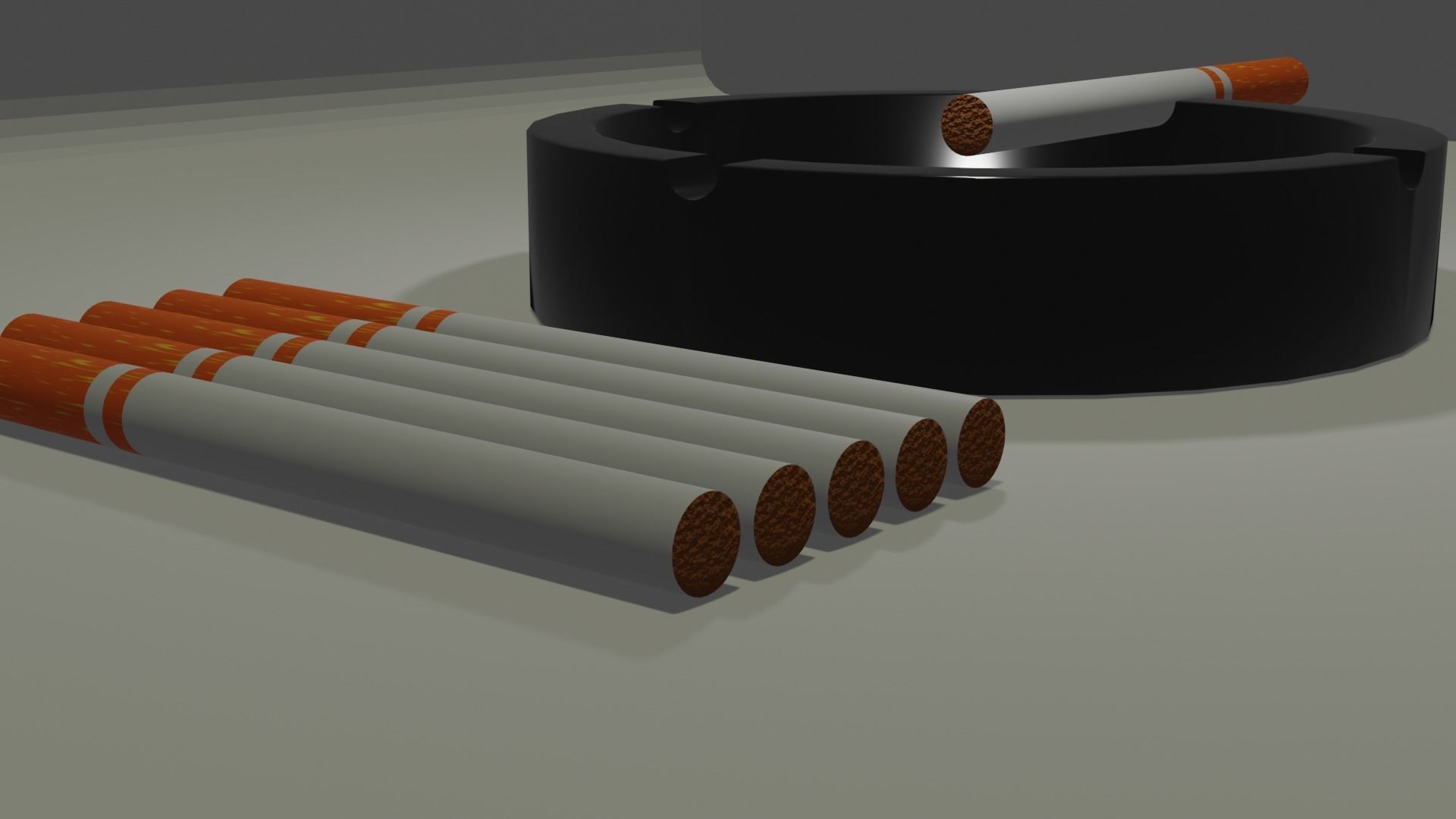 Cigarettes 3D model ashtray with two sticks in it Free 3D model_3