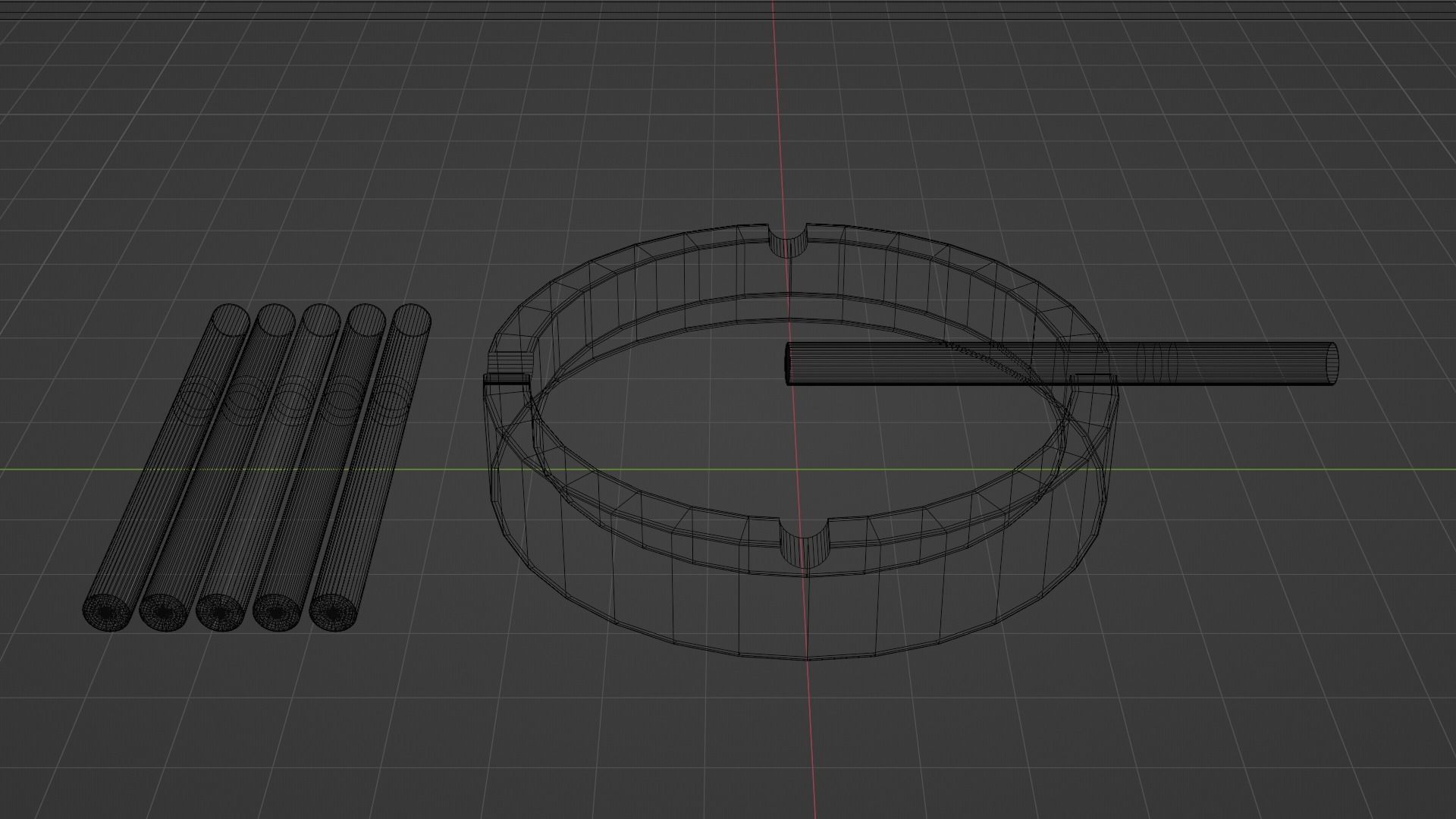 Cigarettes 3D model ashtray with two sticks in it Free 3D model_5