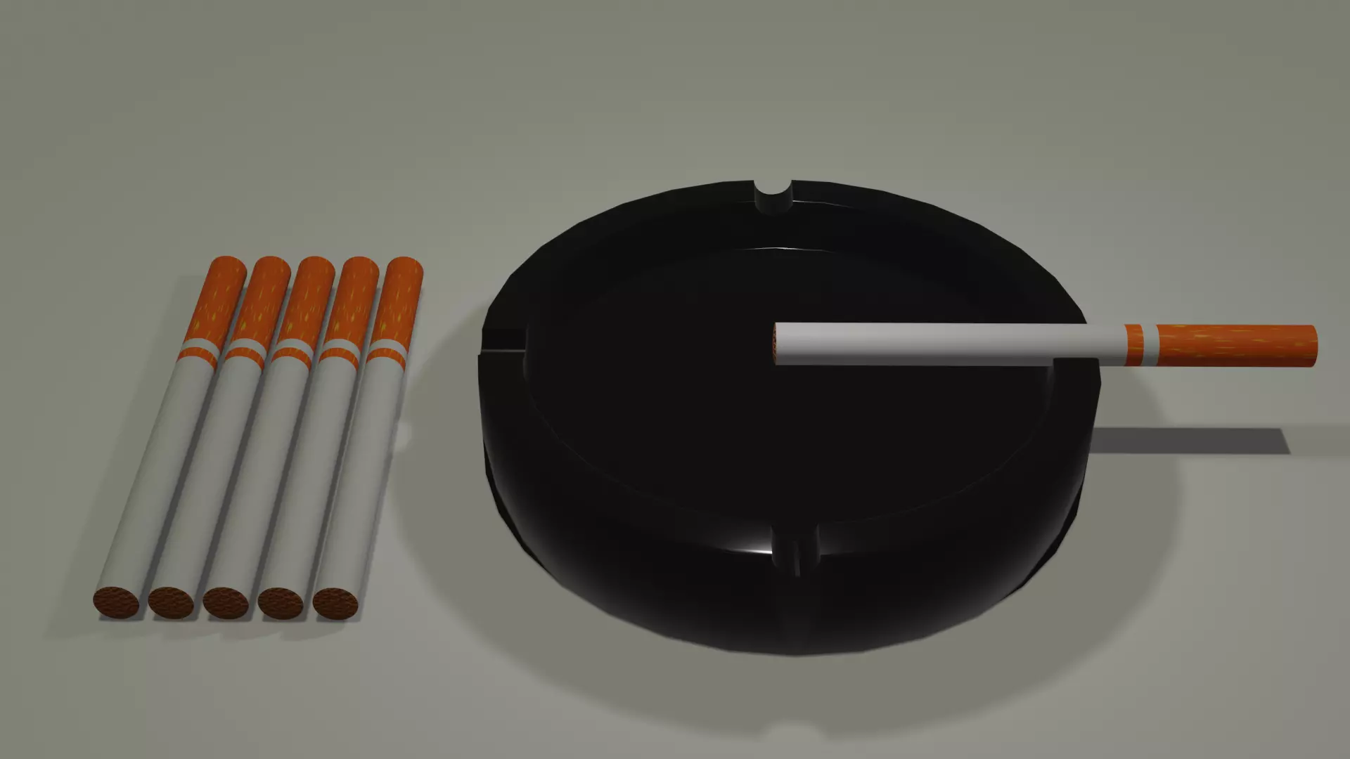 Cigarettes 3D model ashtray with two sticks in it Free 3D model_0